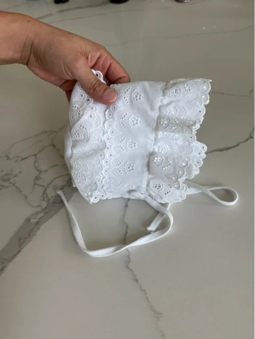 Vintage baby bonnet white
